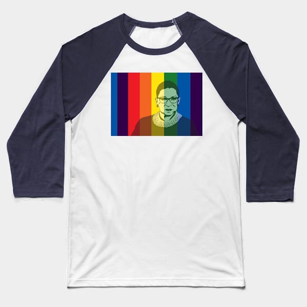 Ruth Bader Ginsburg Rainbow Baseball T-Shirt by candhdesigns